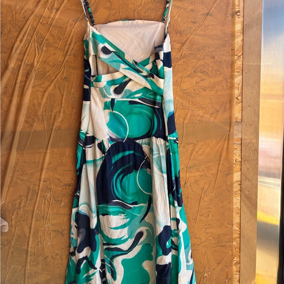 NWT CHRISTIAN LACROIX Linen Cotton Blue Organic Pattern Dress Size Medium - Picture 8 of 12